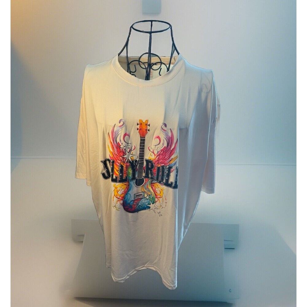 Jelly Roll Graphic T-Shirt 2XL White /Cream Guitar Wings 100% Polyester NWOT - Picture 3 of 7